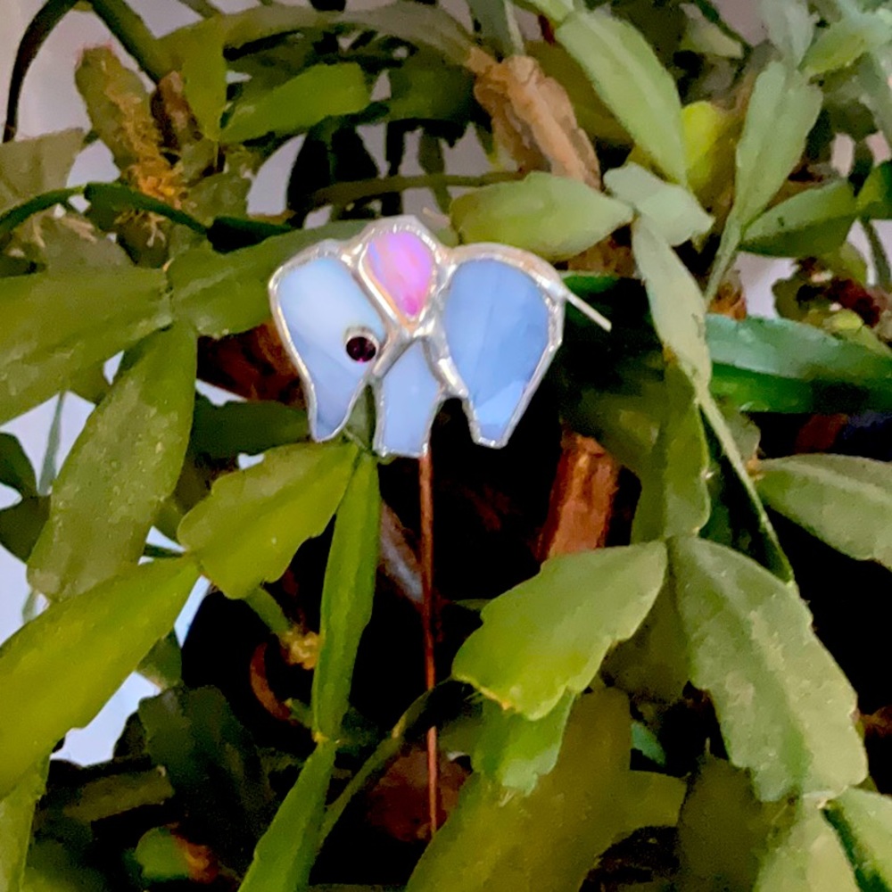 Elephant Plant companion, give your plant a buddy Handcrafted Stained-glass